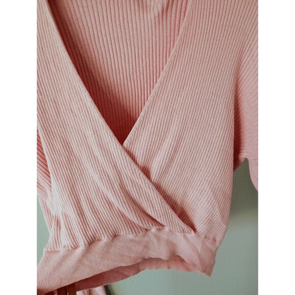 Leith Rib Wrap Sweater pink ballet Core coquette girl romantical pilates casual - Picture 5 of 12